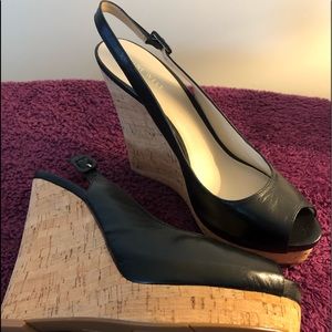 New - Leggy - Black Leather Wedge by Nine West